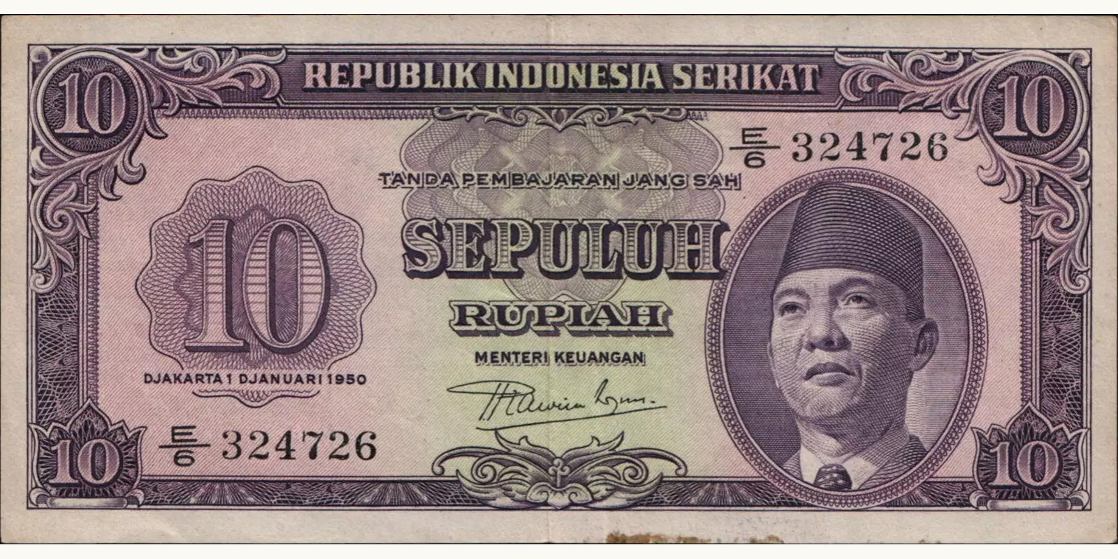 10 rupiah 1950