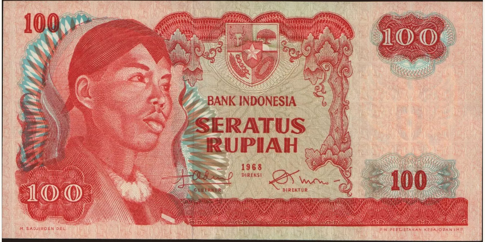 100 rupiah Indonesia 1968 — Front side