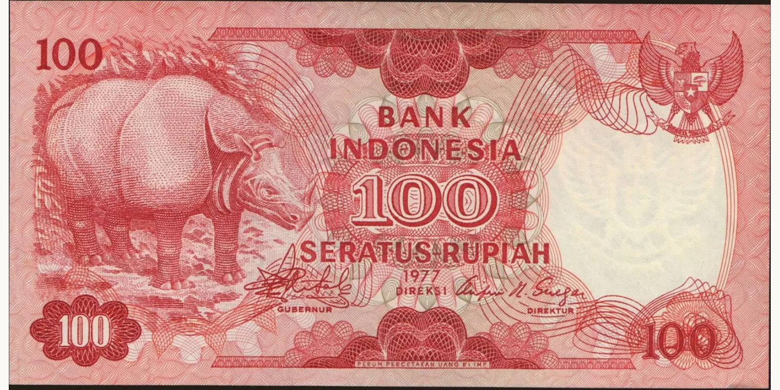 100 rupiah Indonesia 1977 — Front side