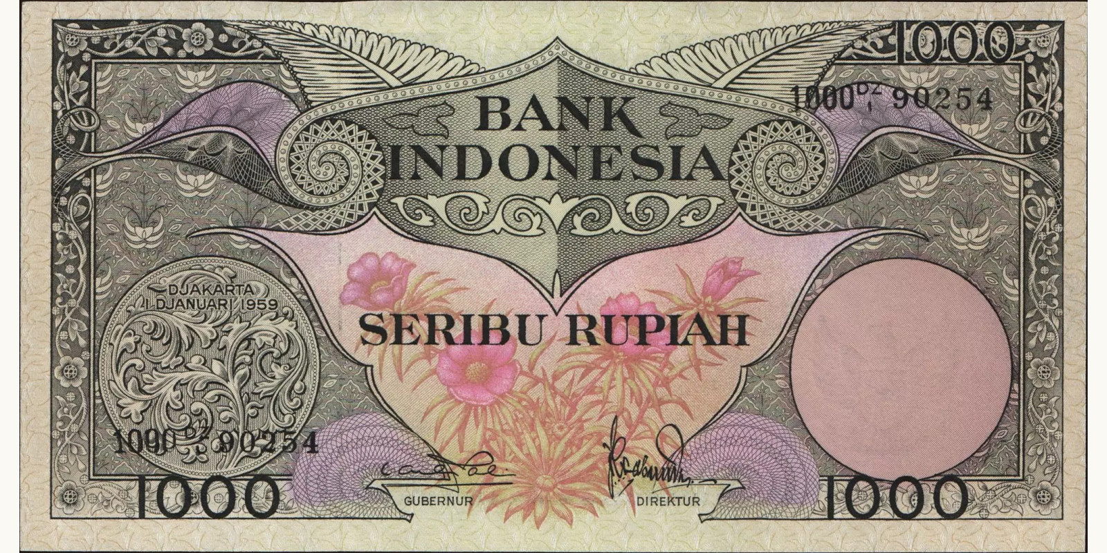 1000 rupiah Indonesia 1959 — Front side