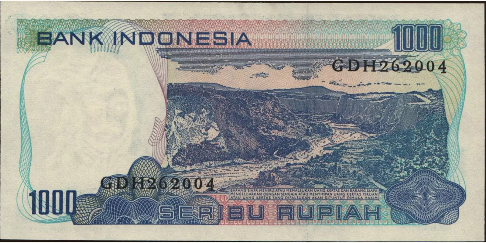 1000 rupiah Indonesia 1980 — Back side