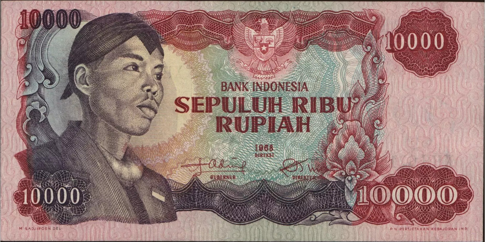 10000 rupiah 1968