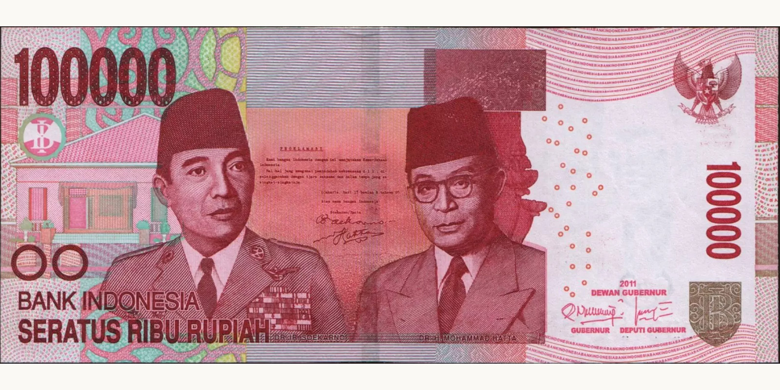 100000 rupiah Indonesia 2011 — Front side