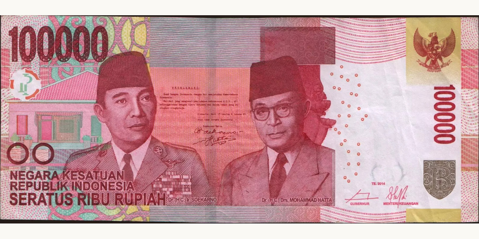 100000 rupiah Indonesia 2014 — Front side