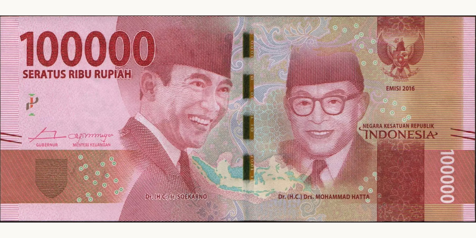 100000 rupiah Indonesia 2017 — Front side