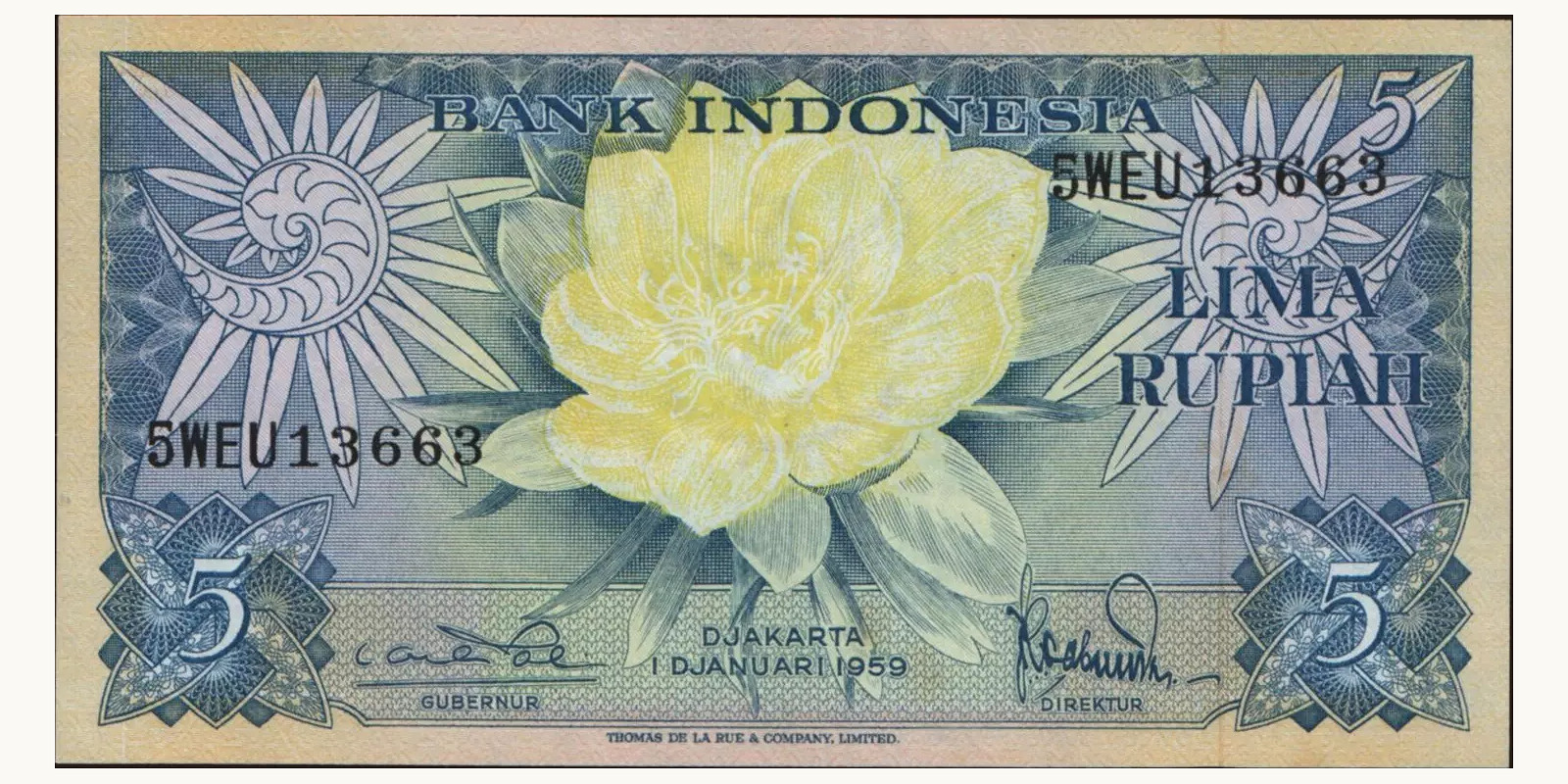 5 rupiah Indonesia 1959 — Front side