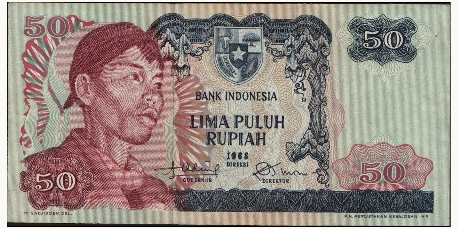50 rupiah Indonesia 1968 — Front side