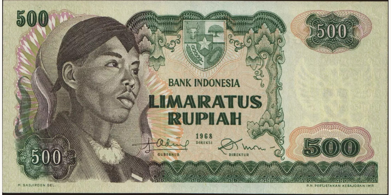 500 rupiah Indonesia 1968 — Front side