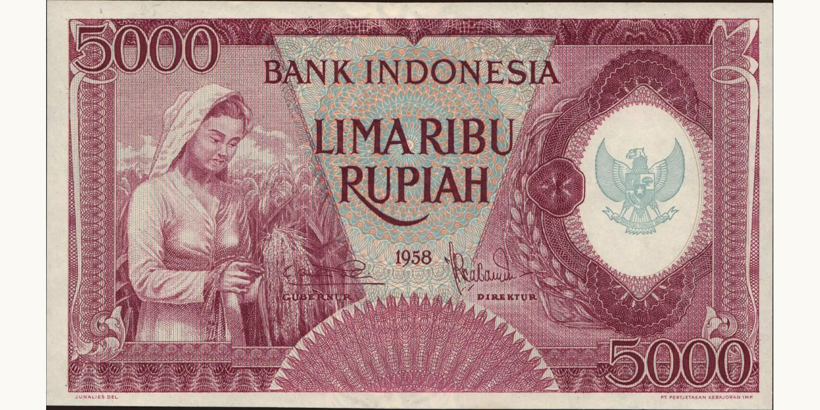 5000 rupiah 1958