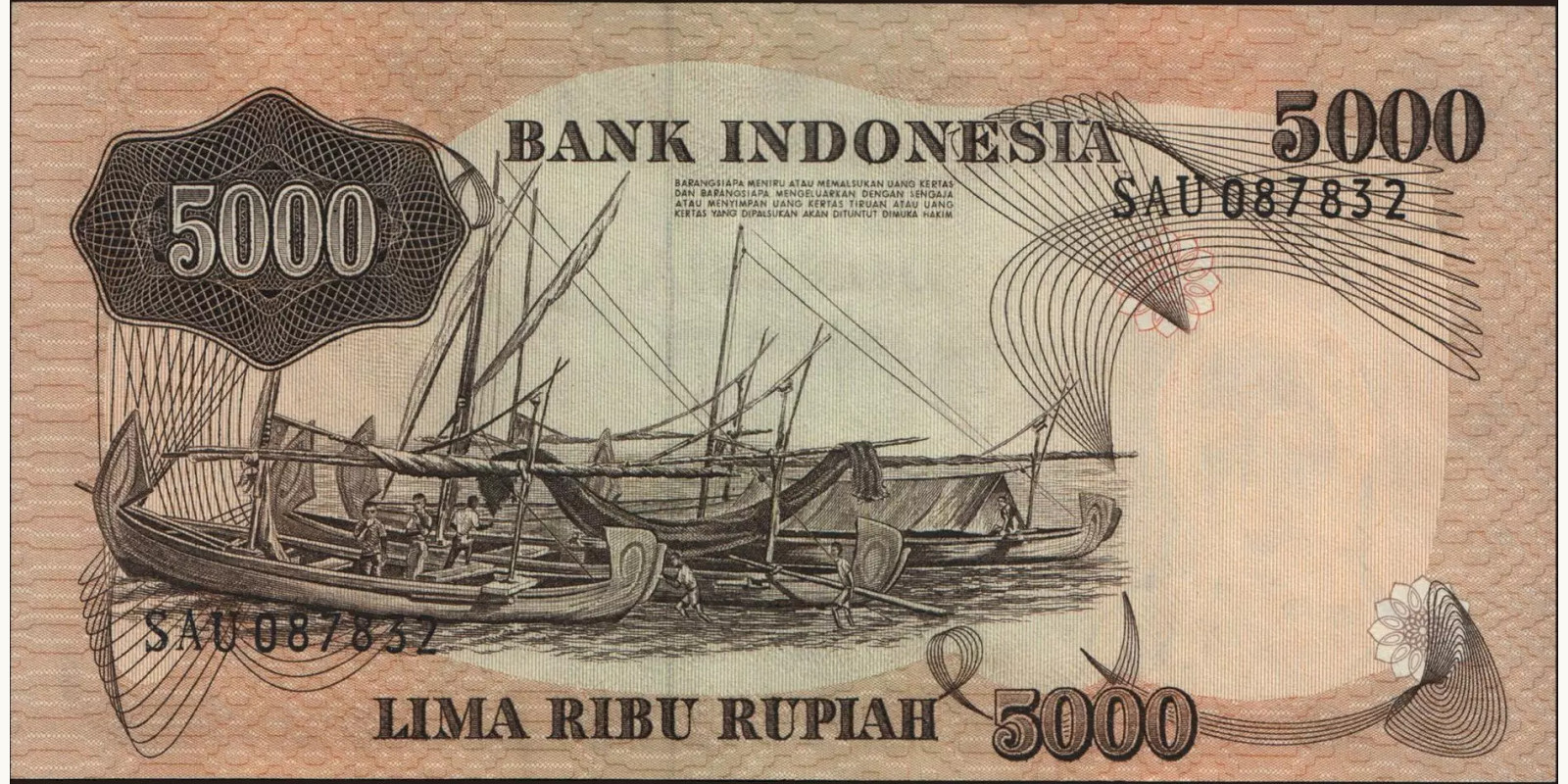 5000 rupiah Indonesia 1975 — Back side