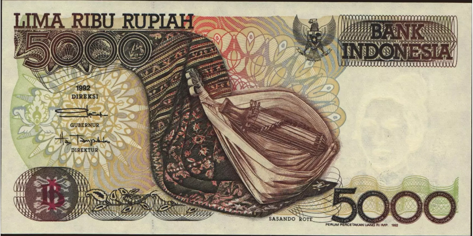 5000 rupiah Indonesia 1992 — Front side