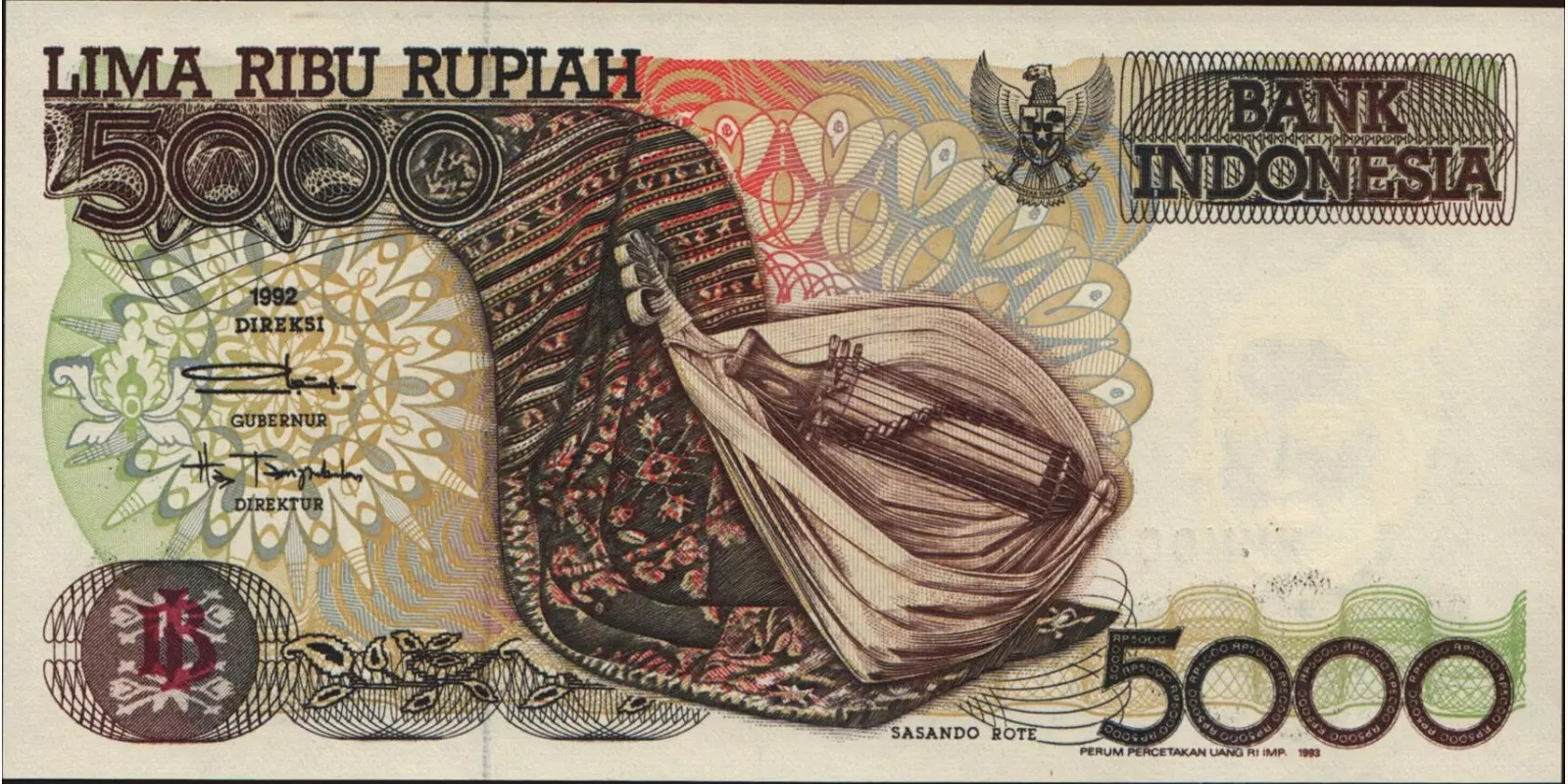 5000 rupiah Indonesia 1993 — Front side