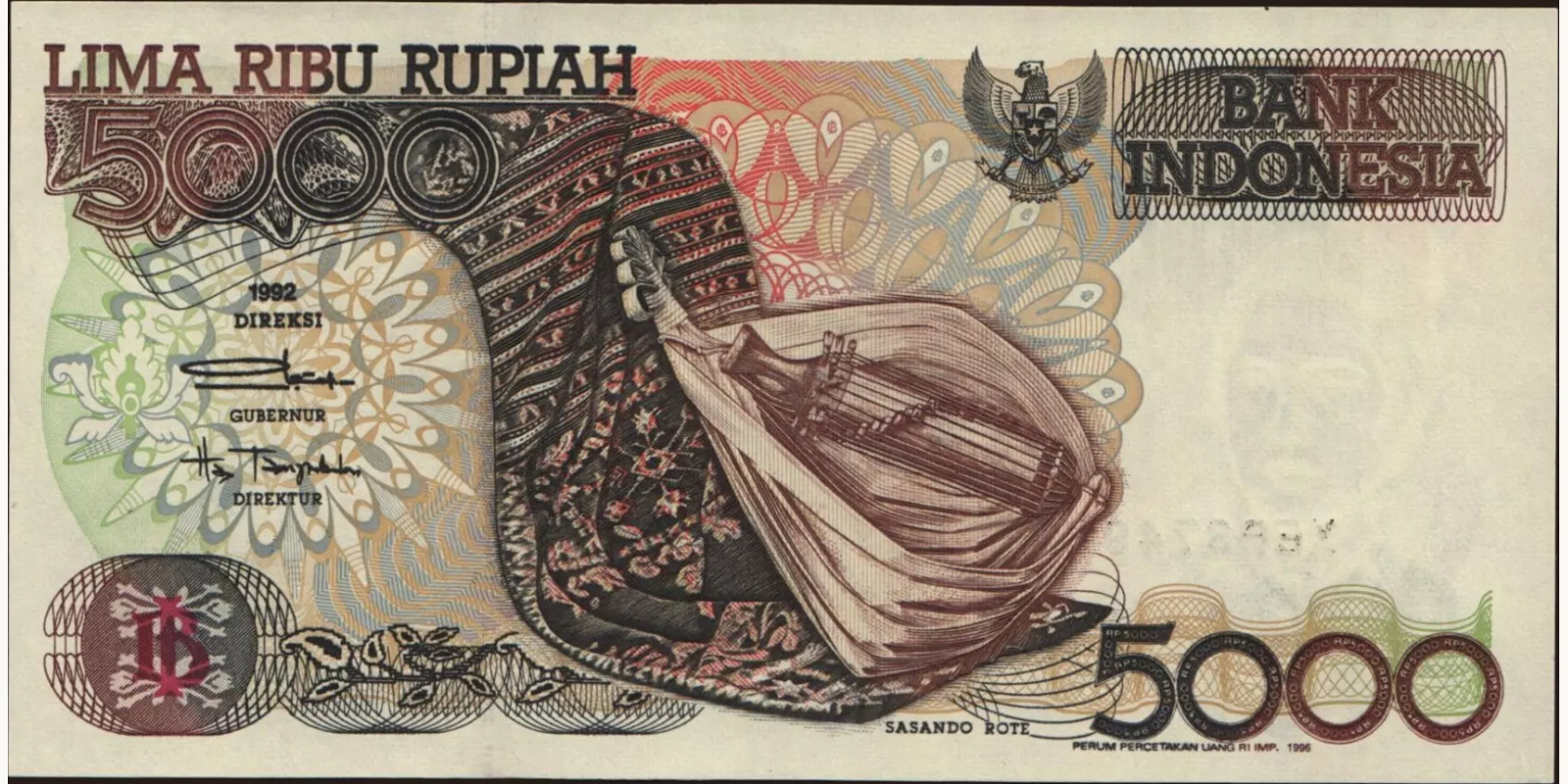 5000 rupiah Indonesia 1996 — Front side