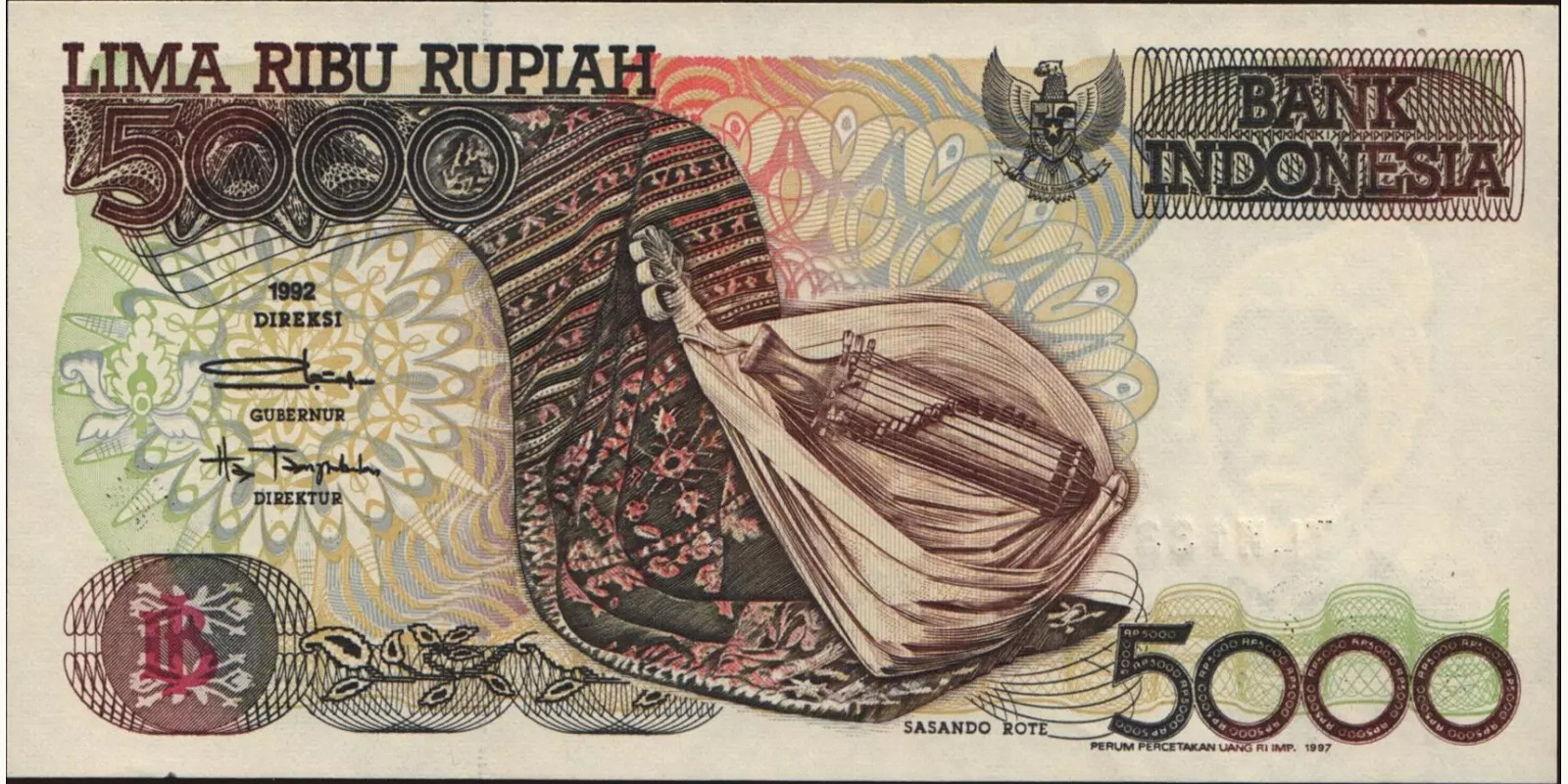 5000 rupiah Indonesia 1997 — Front side