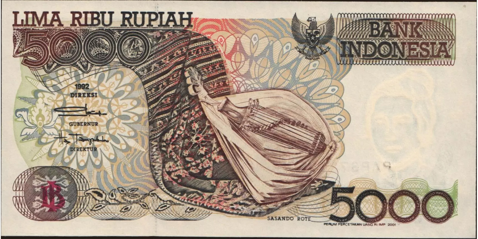 5000 rupiah Indonesia 2001 — Front side