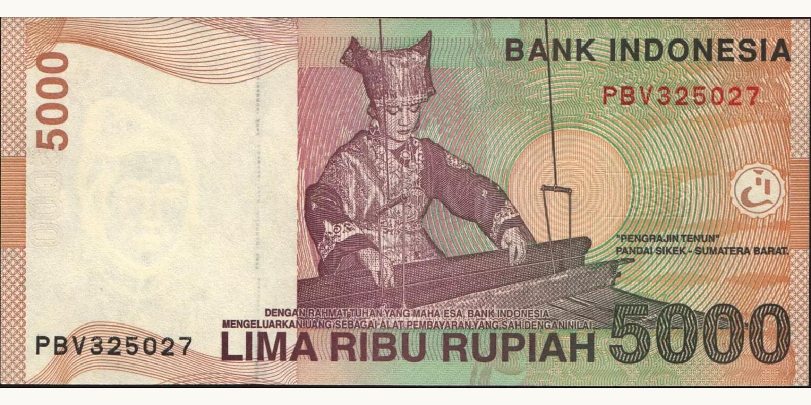 5000 rupiah Indonesia 2007 — Back side