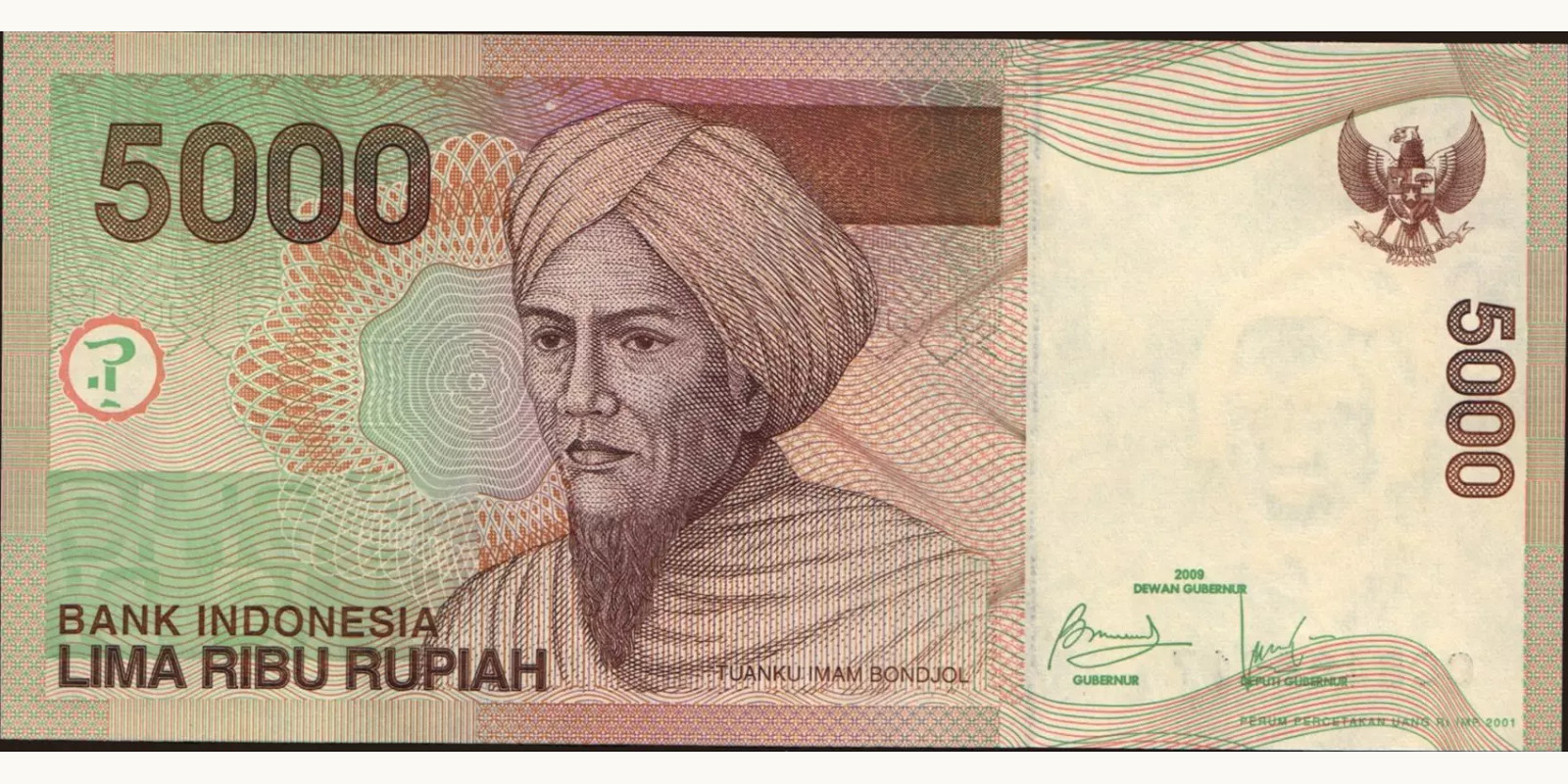 5000 rupiah Indonesia 2009 — Front side