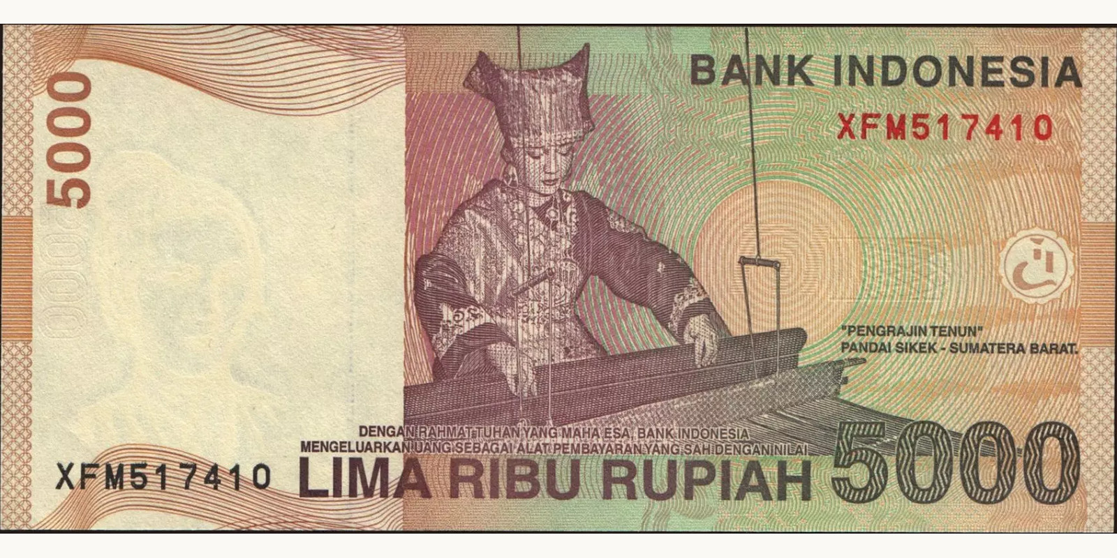5000 rupiah Indonesia 2011 — Back side