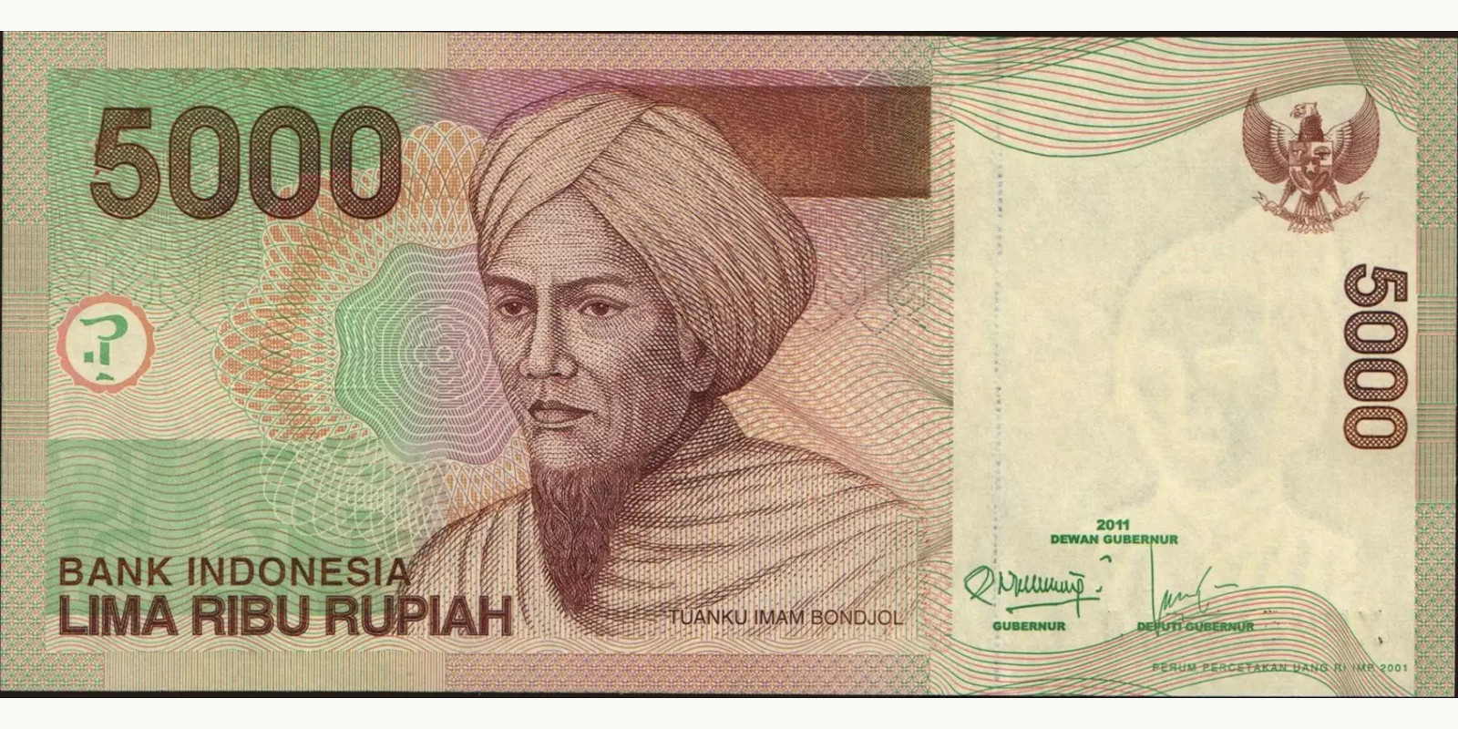 5000 rupiah Indonesia 2011 — Front side