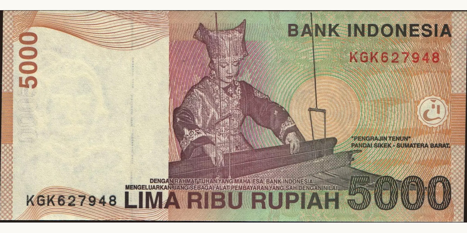 5000 rupiah Indonesia 2012 — Back side