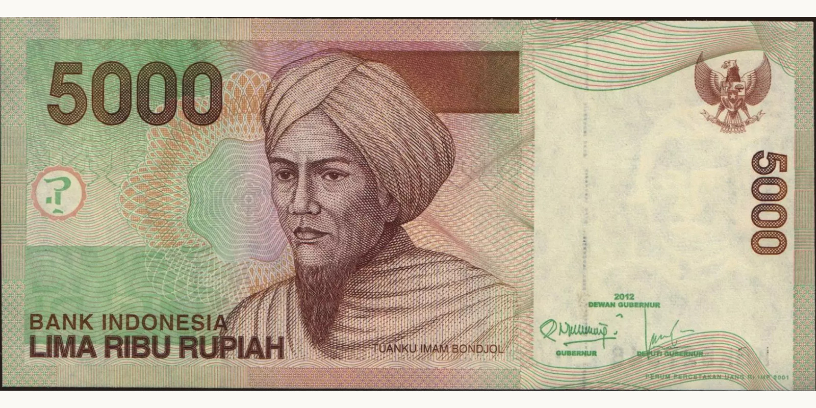 5000 rupiah Indonesia 2012 — Front side