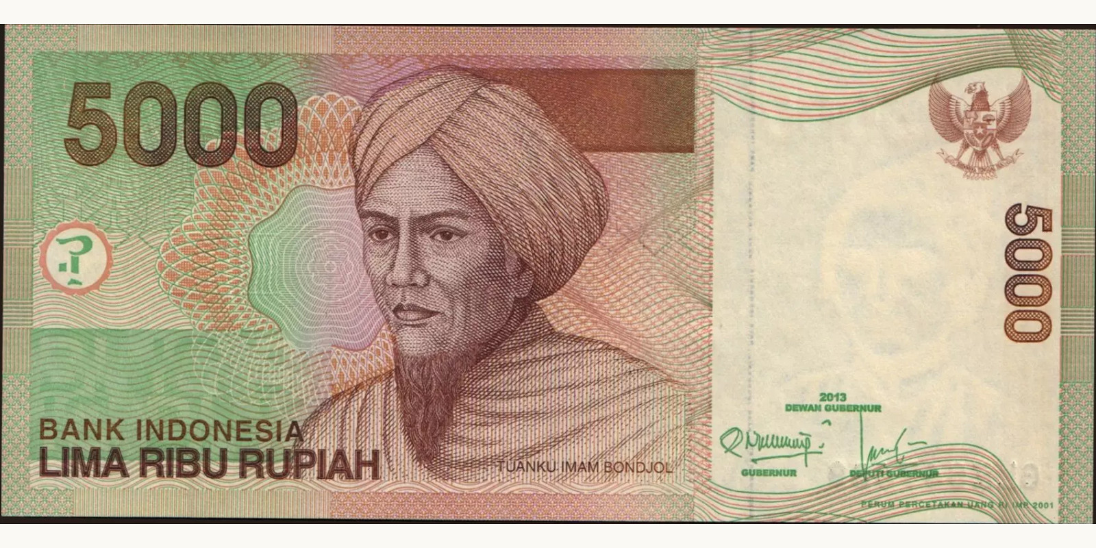 5000 rupiah Indonesia 2013 — Front side
