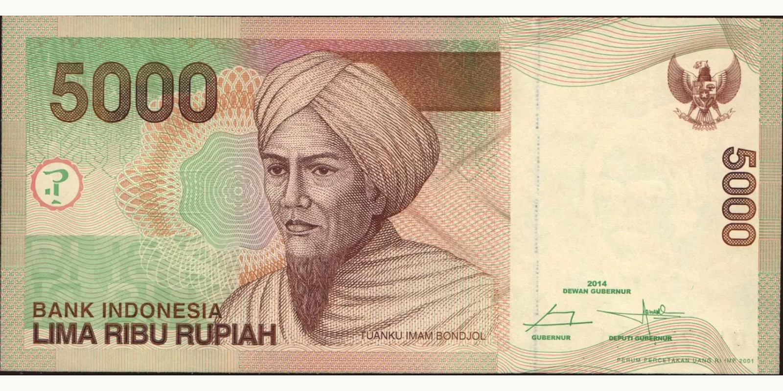 5000 rupiah Indonesia 2014 — Front side
