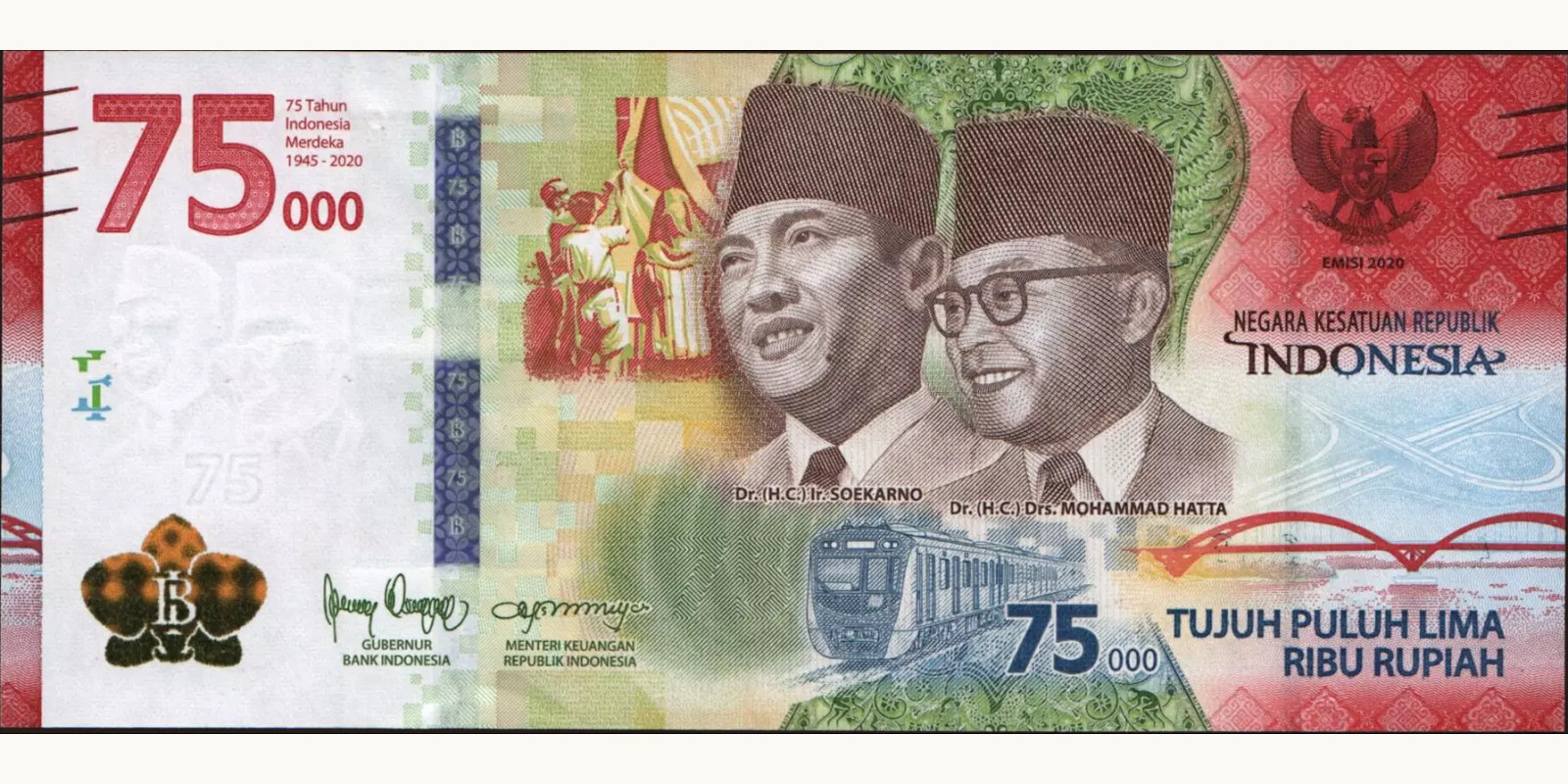 75000 rupiah Indonesia 2020 — Front side