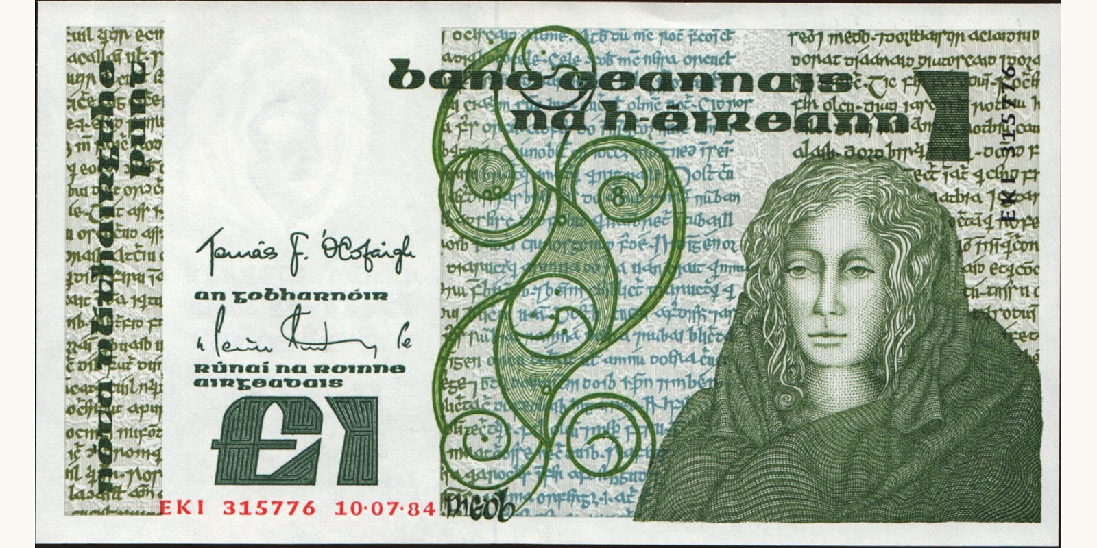 1 pounds Ирландия 1984 — Лицевая сторона