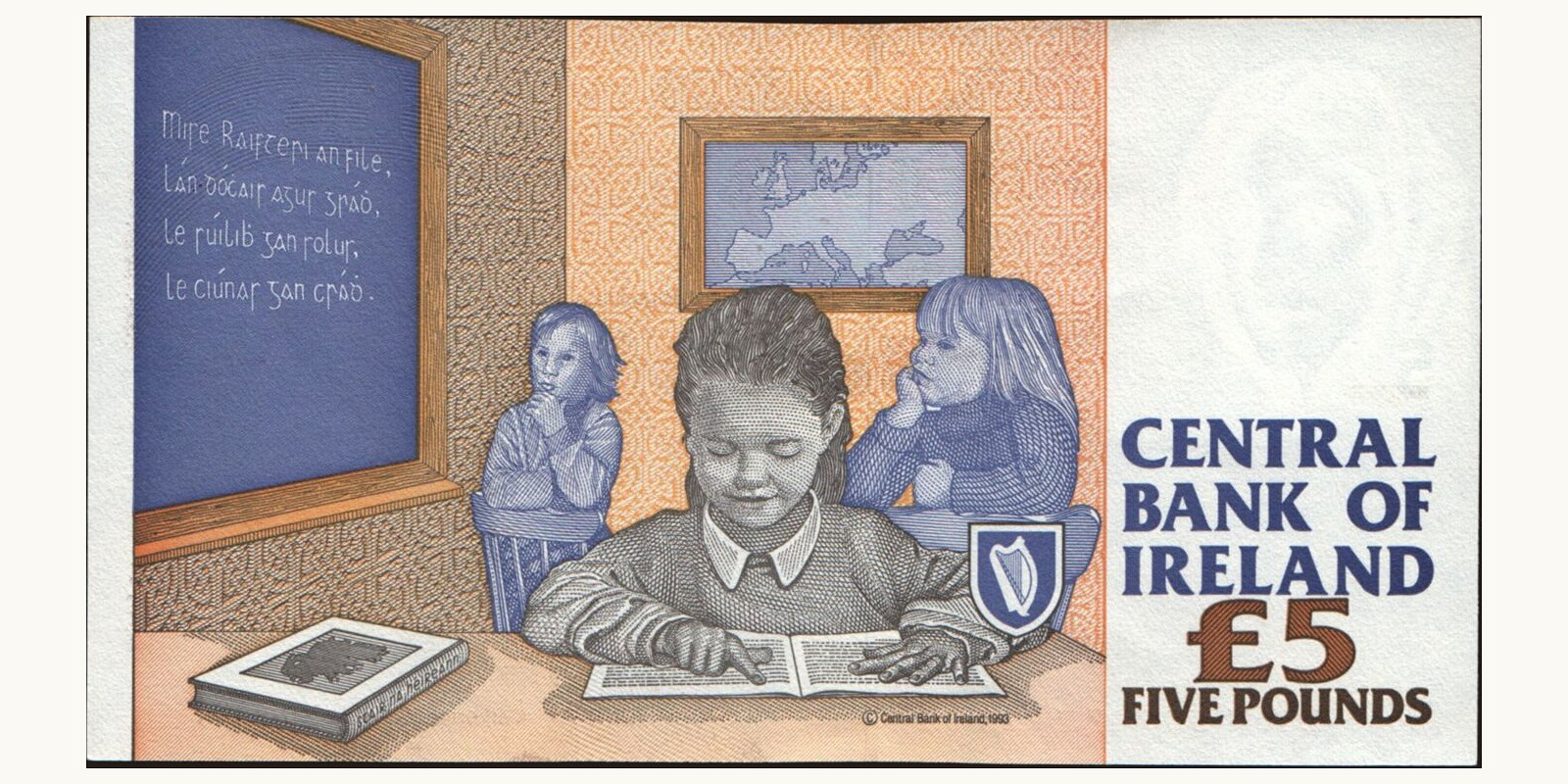 5 pounds Ireland 1994 — Back side