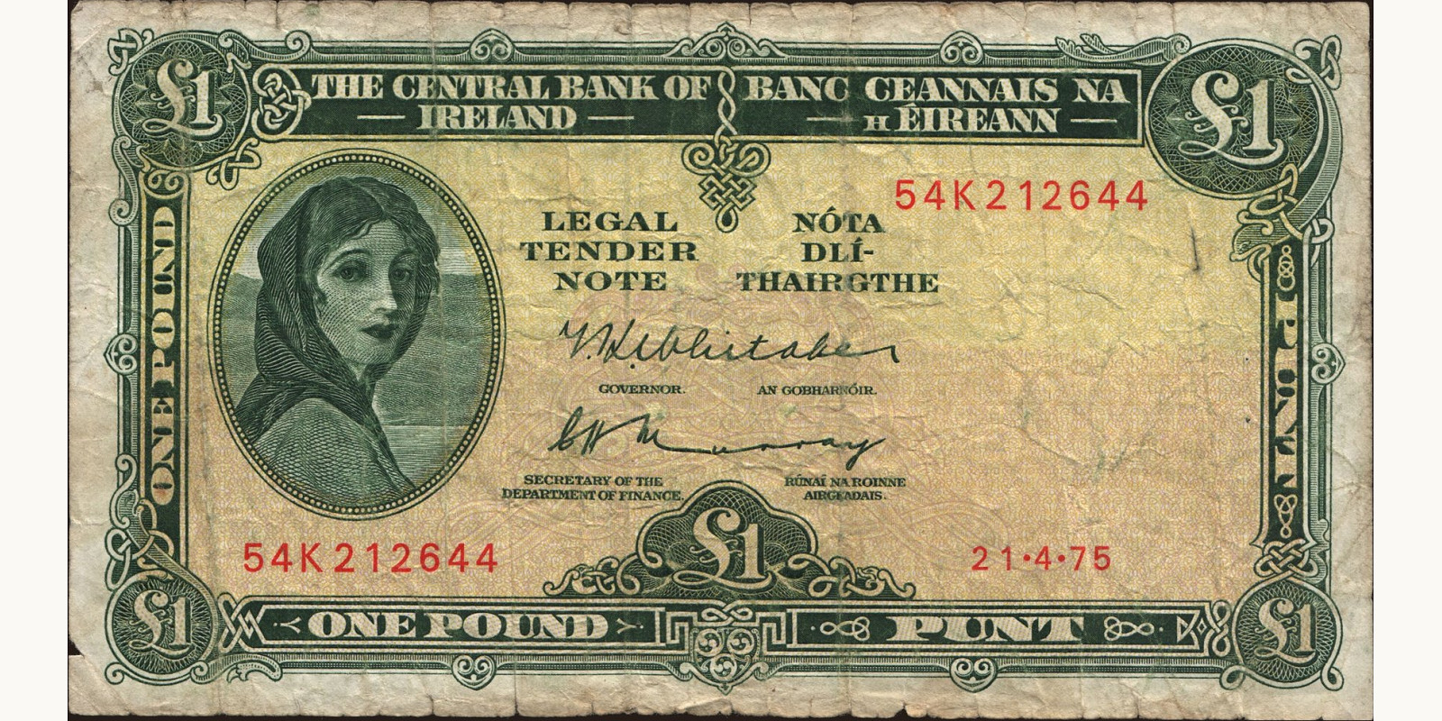 1 pounds Ireland 1975 — Front side