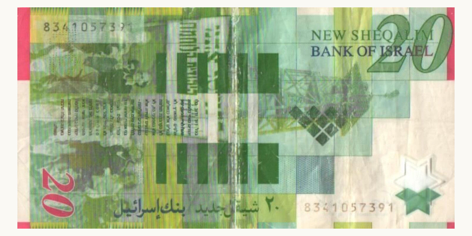 20 sheqalim Израиль 2008 — Оборотная сторона