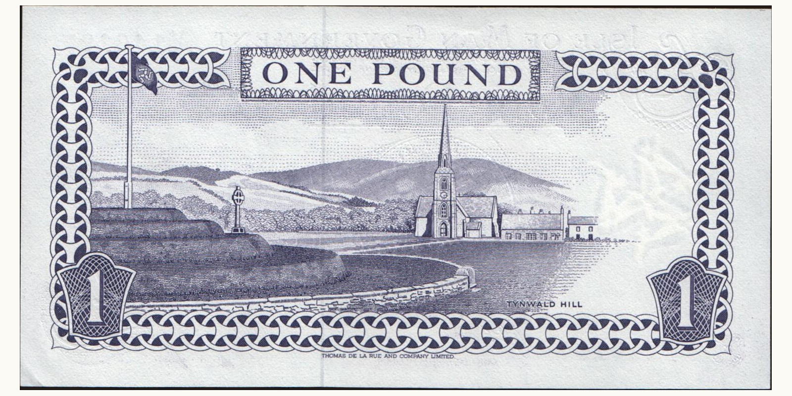 1 pounds Isle of Man 1991 — Back side