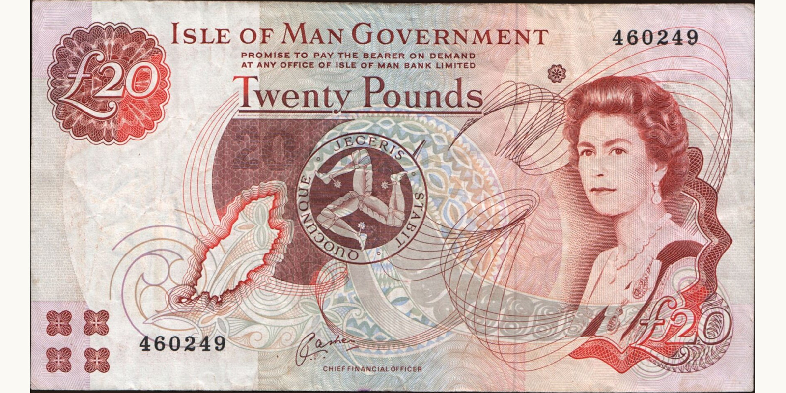 20 pounds о-в Мэн 1991 — Лицевая сторона