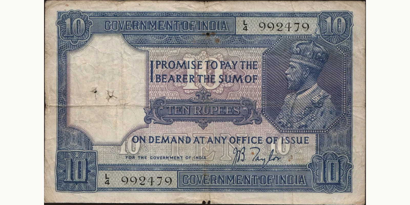 10 rupees 1917
