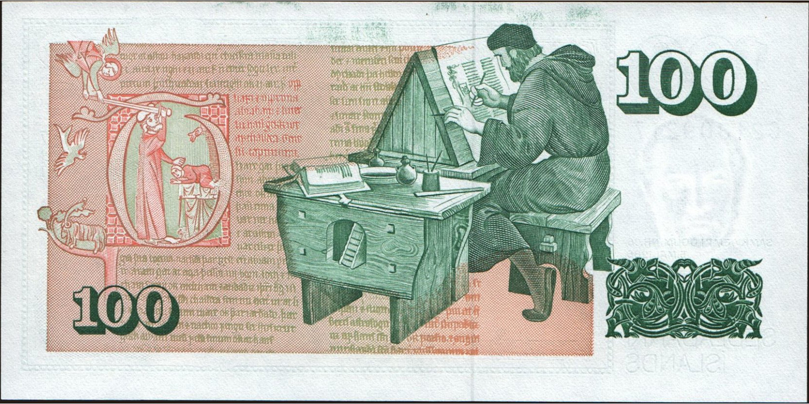 100 kronur Iceland 1986 — Back side