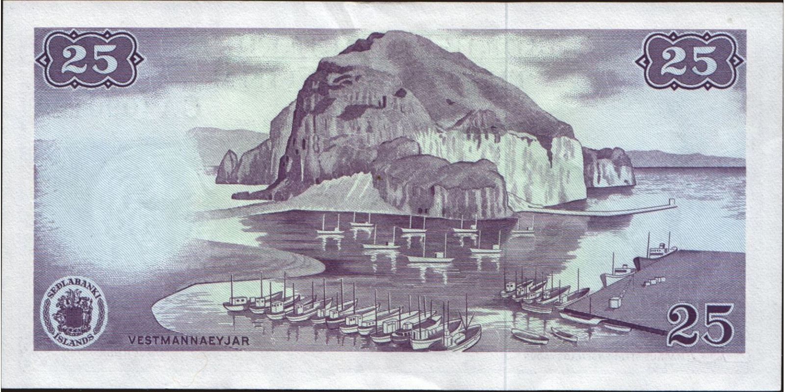 25 kronur Iceland 1961 — Back side