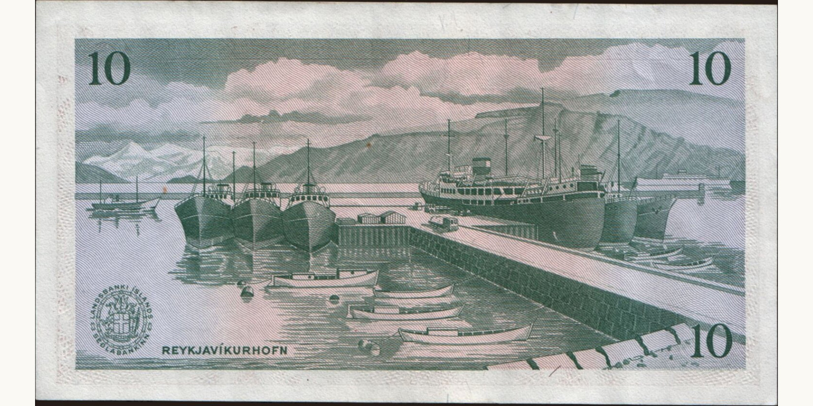 10 kronur Исландия 1957 — Оборотная сторона