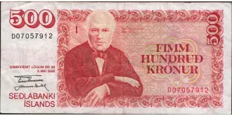 500 kronur 1986