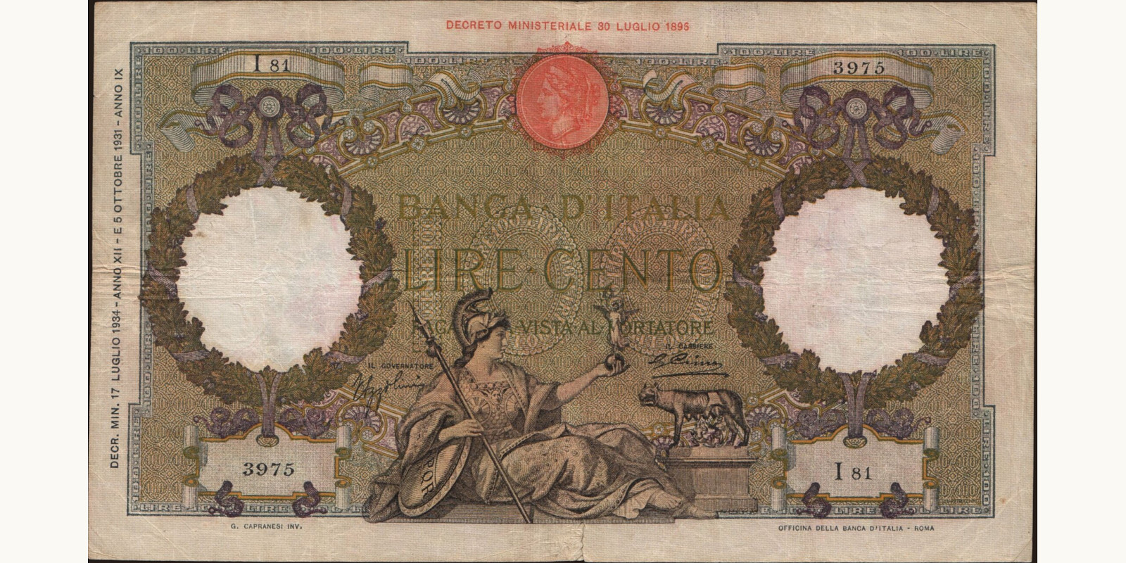 100 lira 1934