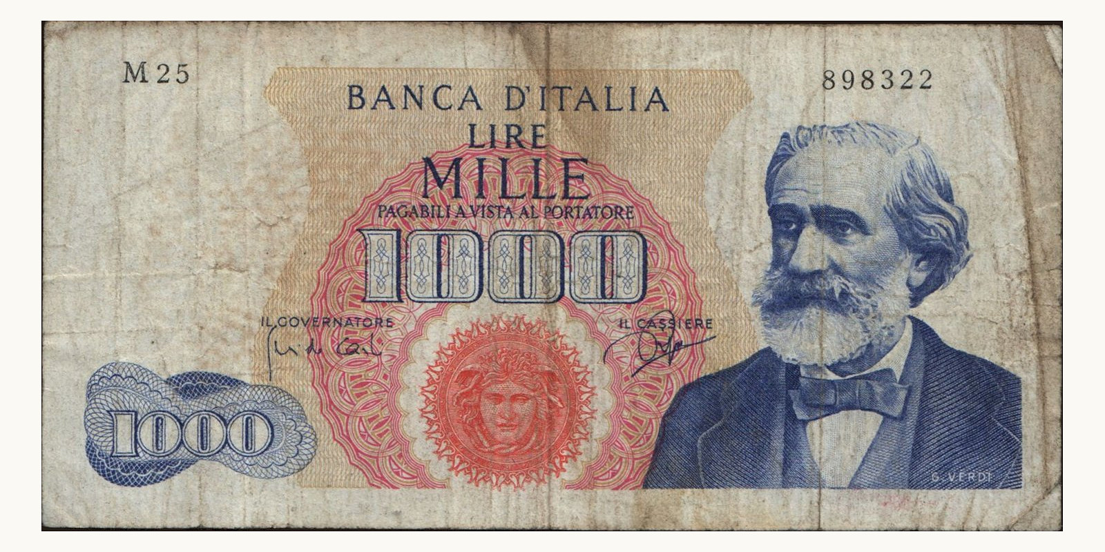 1000 lira Италия 1964 — Лицевая сторона