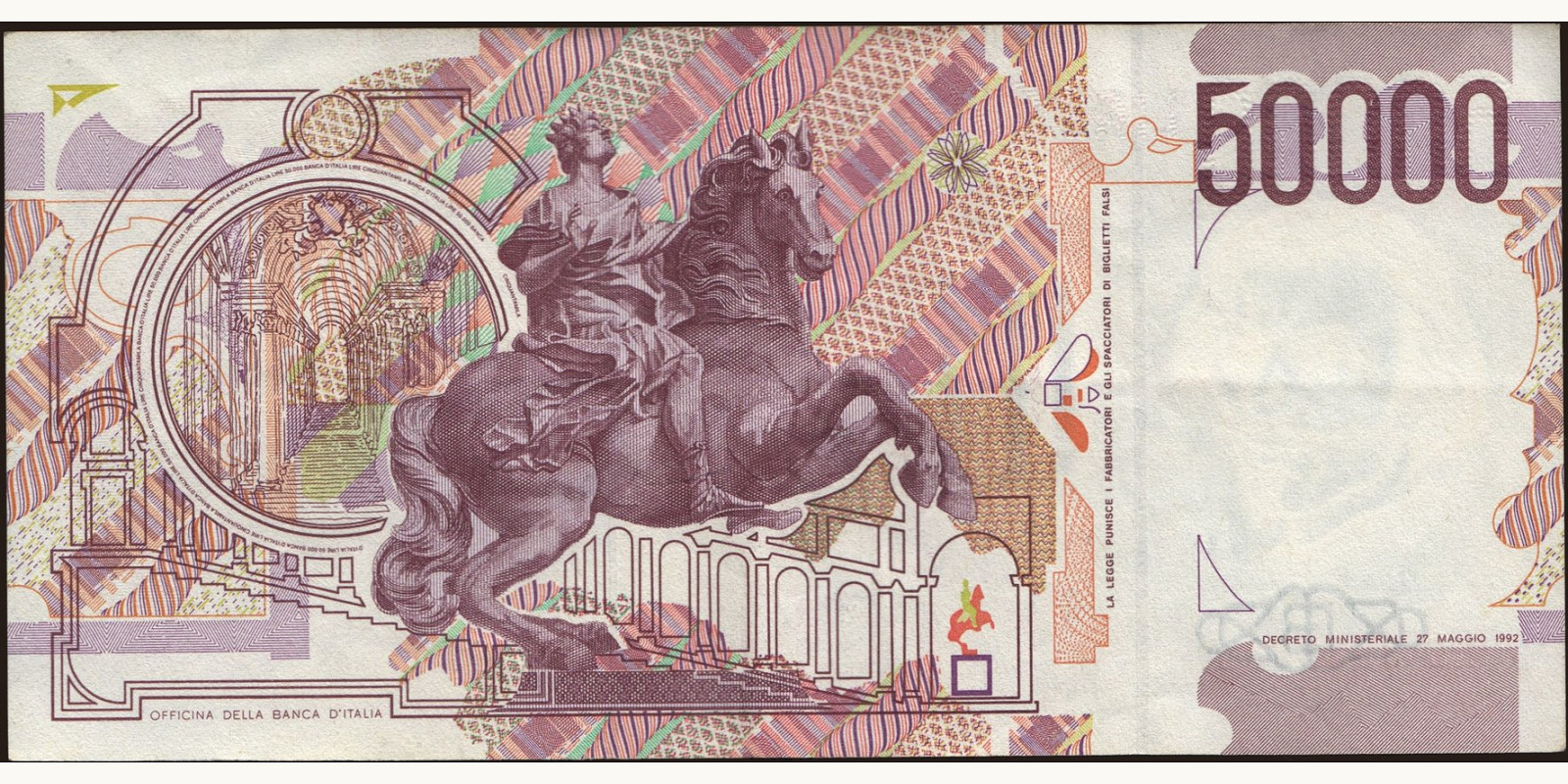 50000 lira Италия 1997 — Оборотная сторона