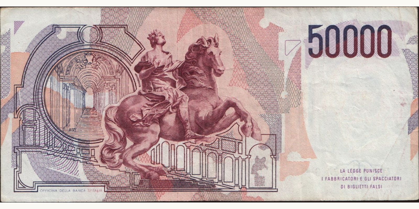 50000 lira Italy 1986 — Back side