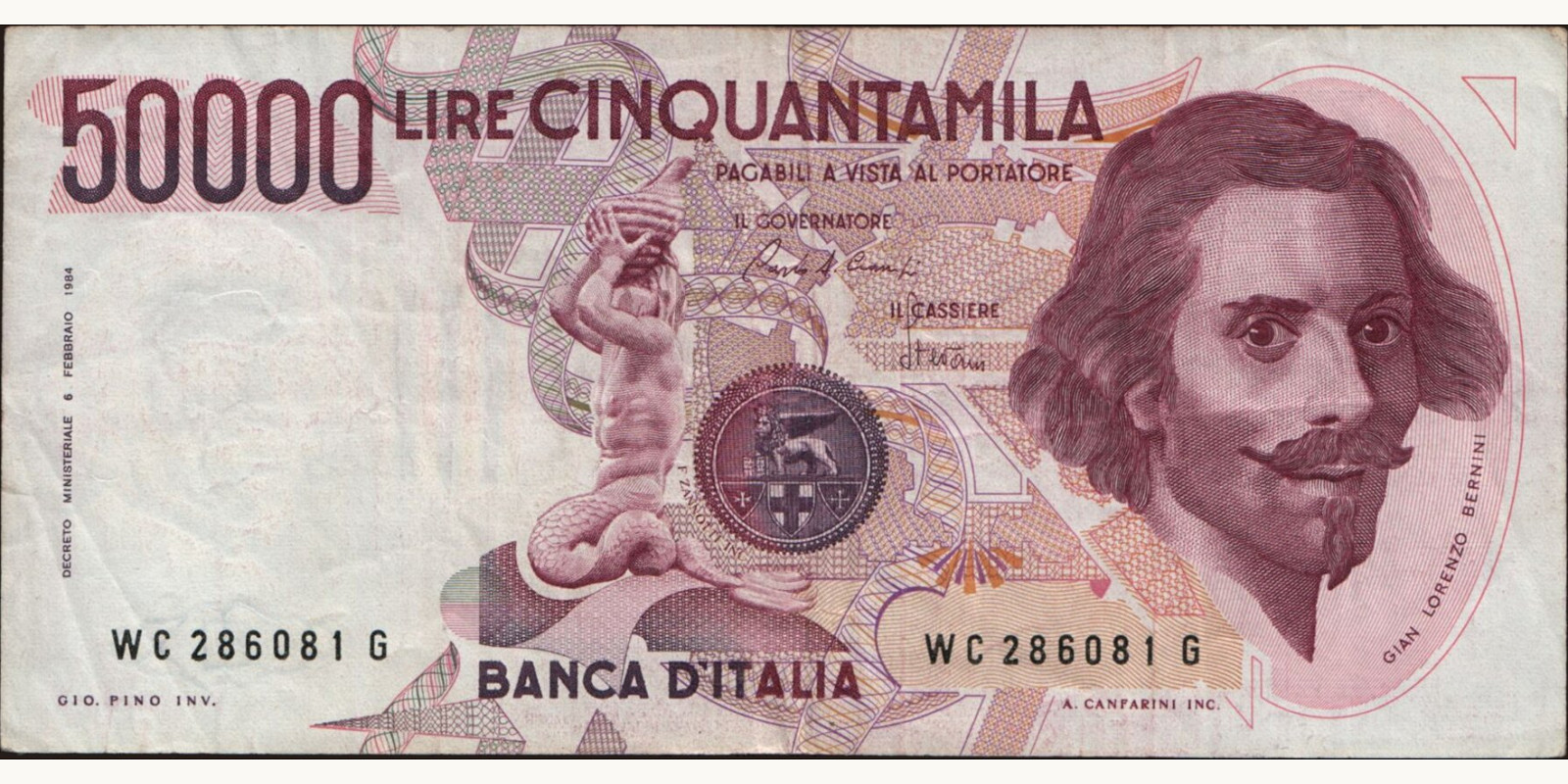 50000 lira Italy 1986 — Front side