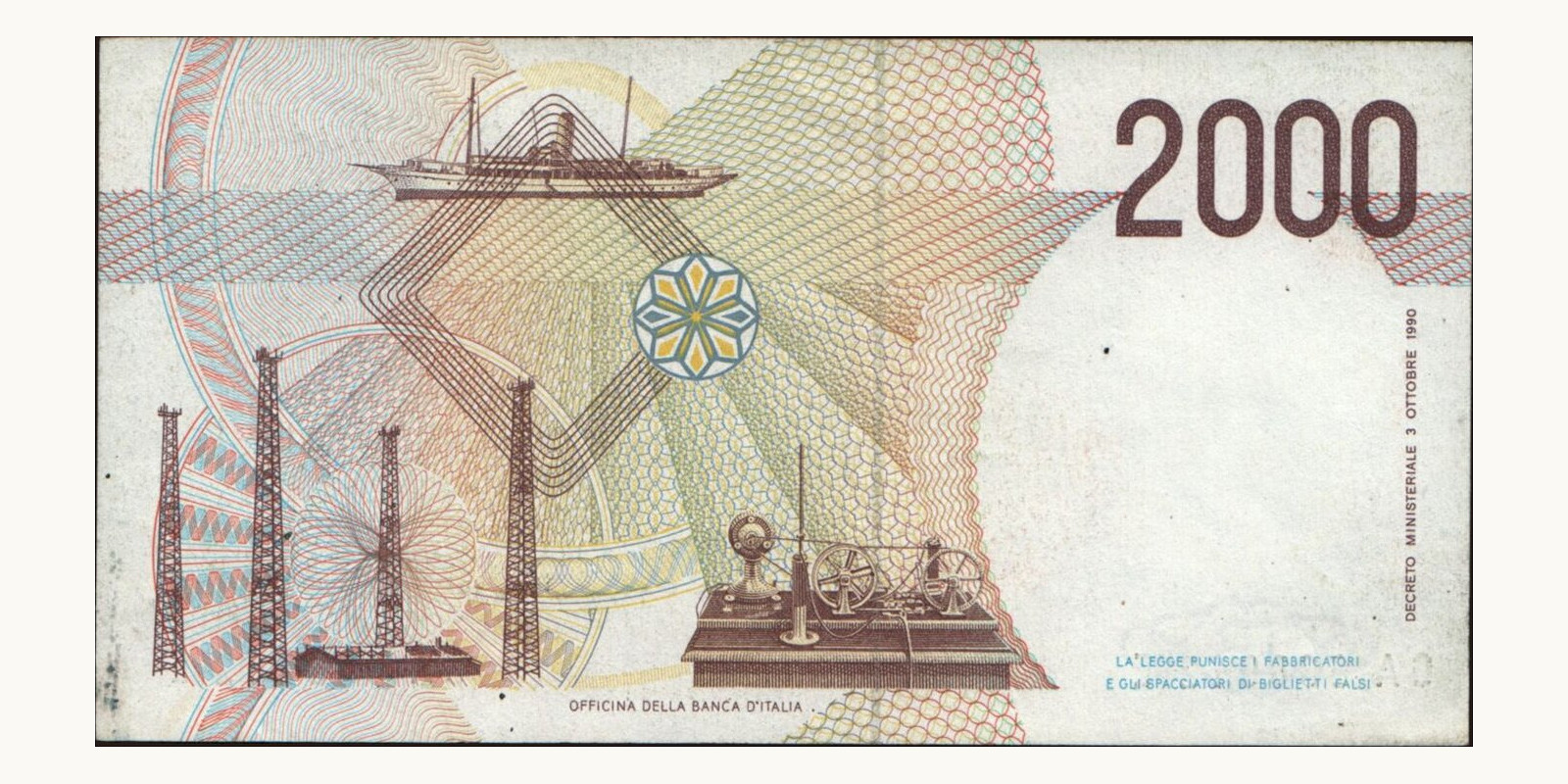 1990 lira Italy 2000 — Back side