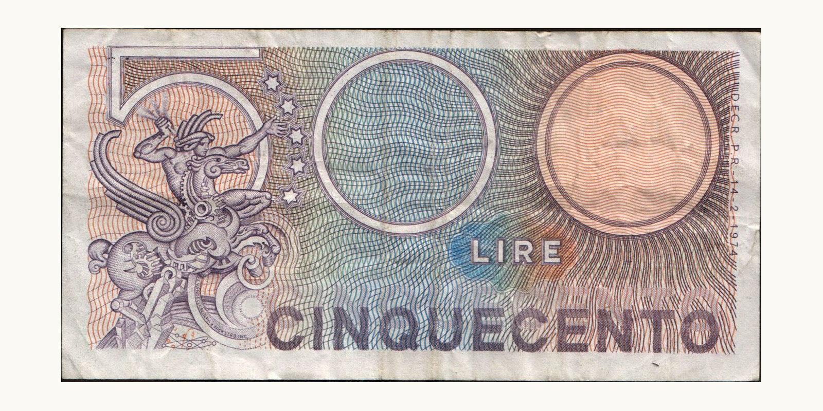 500 lira Italy 1979 — Back side