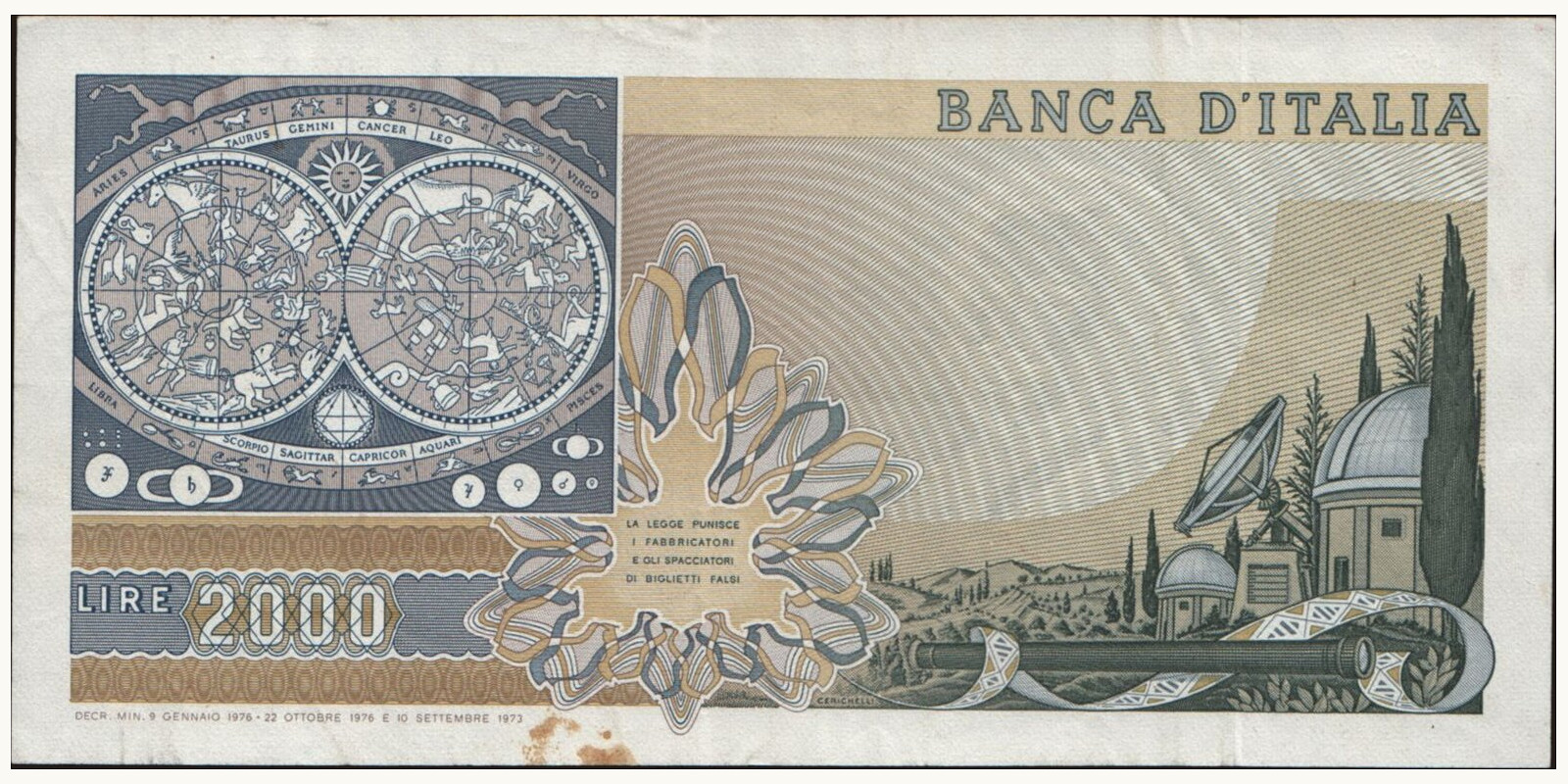 1976 lira Italy 2000 — Back side