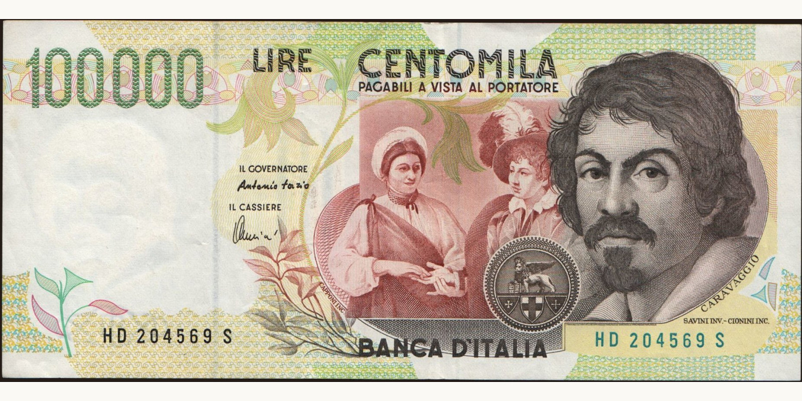 100000 lira Италия 1997 — Лицевая сторона