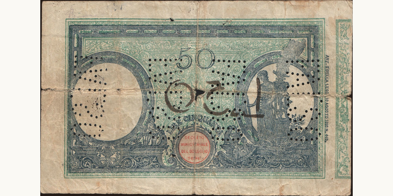 50 lira Italy 1914 — Back side
