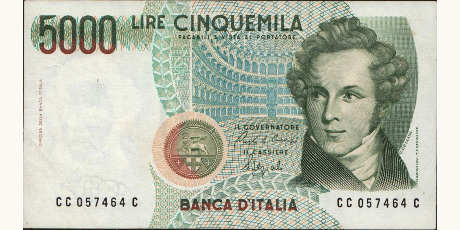 5000 lira Italy 1992 — Front side